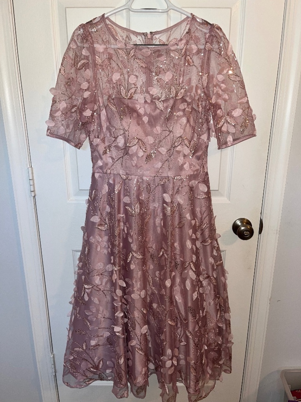 Formal Cocktail Homecoming Dusty Pink Rose Sequined Dress